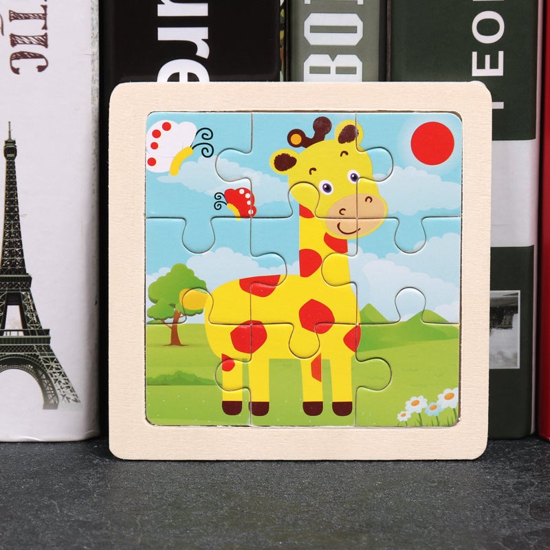 Cpc Ce Children'S Wooden Puzzle 9 Pieces Cartoon Animal Puzzle Kindergarten Baby Early Education Educational Toys - Image 1